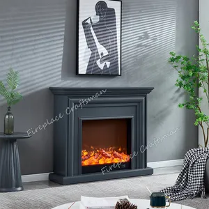现代古董创意设计灰色角电装饰壁炉带树脂壁炉架