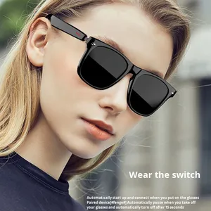 แว่นตาบลูทูธอัจฉริยะ E10 สีดำ แว่นกันแดดแฟชั่นพร้อมเทคโนโลยีเสียง - โทรออกและฟังเพลง ชุดหูฟังแบบสวมใส่ได้ - Product Image 2