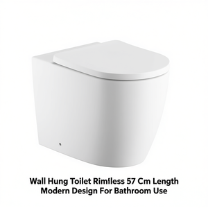 Inodoro suspendido sin borde, 57 cm de longitud, diseño moderno para uso en baño - Product Image 3