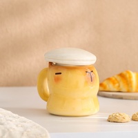 Mug en céramique animalier 3D Capybara mignon 400 ml avec plateau et couvercle