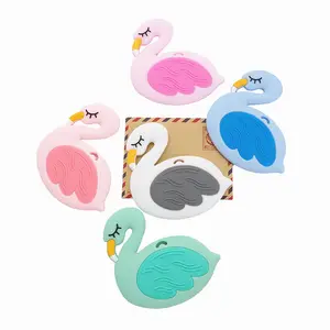 Custom Swan Teether Flamingo Silicone Baby Teething Toy DIY Chew Necklace Baby Teethers