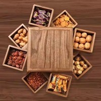 Plateau de service rotatif personnalisé en bois massif pour bonbons, fruits secs, noix – Boîte de rangement et plats pour fêtes