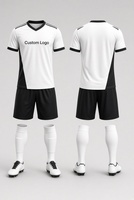 Ensemble complet de maillot de football personnalisé orange et noir imprimé, short, chaussettes, uniforme de football pour adultes, 100% polyester, col en V