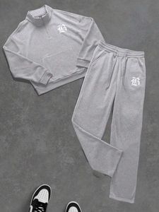 Conjunto Deportivo Casual de Dos Piezas para <span class=keywords><strong>Hombre</strong></span>, Talla Europea, Cuello Alto con Cierre, Manga Larga, Pantalones Largos, 100% Bambú, para Otoño - Product Image 4