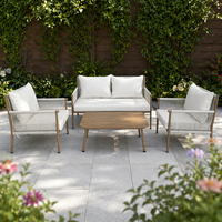 Moderne 1+2+1 Outdoor-Möbel, Einfaches Garten-Sofa-Set, UV-beständiges PE-Rattan Stahlrahmen, Umweltfreundliche Gartenmöbel