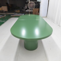 Table à manger contemporaine personnalisée pour hôtel ou villa, plateau et base en acier inoxydable, mobilier de salle à manger ovale