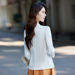 White Blazer For Women Solid Color Polyester Anti-Wrinkle Spring Summer Casual Professional Wear - Product Image 4