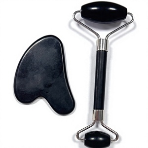 Natural Black Xiuyan <b>Jade</b> Guasha Board and Face <b>Roller</b> Massage for Facial Skin Care - Product Image 3