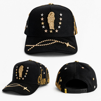 Casquette Trucker S-Grade G5 avec Logo Brodé Personnalisé San Judas Tadeo, Ornements Religieux, Clous Étoile, Chaîne de Perles et Breloque Croix, Unisexe