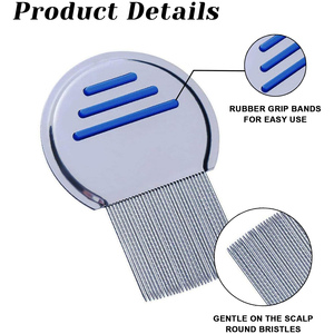 <b>Hot</b> Selling Portable Stainless Steel Grooved Pins Lice <b>Comb</b> with Plastic Handle for Children Home Use - Product Image 3