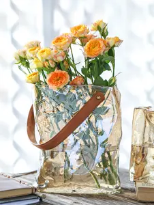 Alta qualidade arte colorido moderno casamento decoração home bolsa feita à mão vidro & cristal vasos flor bolsa vaso