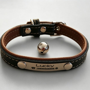 Personalized Engraved Leather Classic Simple Anti-lost Adjustable Dog & Cat <b>Collar</b> with Bell-Custom <b>Pet</b> Accessory - Product Image 3