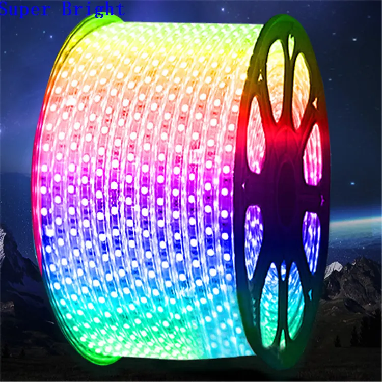 Factory newest No need power supply DMX music bar 220-240v 100 m/roll RGB 5050 color changing led light strip