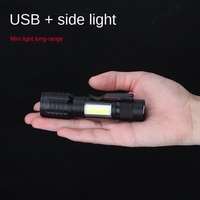 COB senter lampu LED Mini kuat isi daya USB, senter klip pena multifungsi Zoom jarak jauh lintas batas