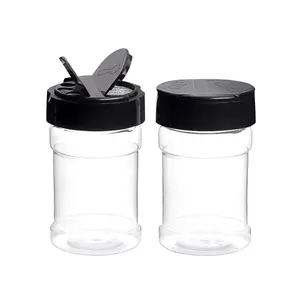 Transparent PET Plastic Spice Seasoning Bottle Jar with Shaker Lid Pepper Shaker with Flapper Lid for Salt Herbs Powders Storage