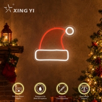 Enseigne néon LED acrylique personnalisable en forme de chapeau de Père Noël, pour publicité intérieure et extérieure, fêtes de Noël, usage commercial mural, directement de l'usine