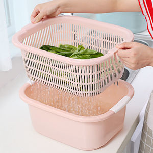 Wholesale Double-Layer Polypropylene Vegetable & Fruit Washing Basin with Drain <b>Colander</b> for Household Kitchen Use - Product Image 3