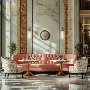 Ensemble de mobilier de <span class=keywords><strong>restaurant</strong></span> et café <span class=keywords><strong>en</strong></span> marbre rond pour café, comprenant table, chaises et banquette - Product Image 4