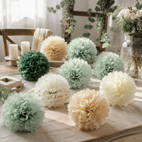 Pompons en papier de soie pour décoration de fête, anniversaire, mariage, baby shower, salle de classe, thème ivoire, safari sauvage, jungle, botanique