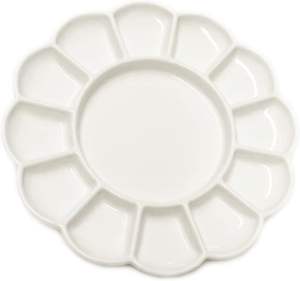 Palette en céramique blanche en forme de fleur de 8 pouces pour <span class=keywords><strong>aquarelle</strong></span>, gouache, acrylique et peinture à l'huile, modèle PA113 pour artistes - Product Image 1