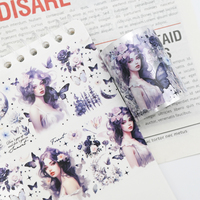 Personnalisé belle bande dessinée fille PET washi ruban Journal décalcomanies Kawaii autocollant rouleau