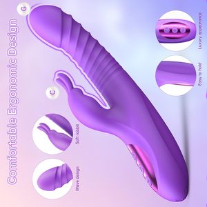Women's Multi-Functional Heated Retractable Swing <strong>Rabbit</strong> Vibrator Telescopic Thrusting G-Spot Stimulation 10 Frequency Vibration - Product Image 3