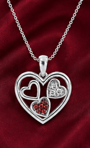 Colgante de Corazón Tricolor en Plata de Ley 925 con Baño de Oro, Rodio y Oro Rosa, con Circonitas Cúbicas y Cadena para Mujer, Ideal para Compromiso o Boda - Product Image 3