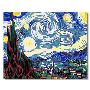 Peinture <span class=keywords><strong>de</strong></span> célébrités <span class=keywords><strong>ciel</strong></span> étoilé <span class=keywords><strong>de</strong></span> <span class=keywords><strong>Van</strong></span> <span class=keywords><strong>Gogh</strong></span> peinture à la main par numéros peinture à l'huile personnalisée pour la décoration <span class=keywords><strong>de</strong></span> la maison - Product Image 2