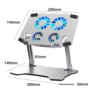Great Roc Wholesale Aluminum <strong>Laptop</strong> Tablet <strong>Stand</strong> with 4 Built-in Cooling Fans Dual USB Ports <strong>Adjustable</strong> <strong>for</strong> 4-10&quot; Devices