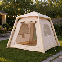 Tente de camping gonflable portable de 4,6 m² avec doubles portes et fenêtres pour le camping de loisirs en plein air