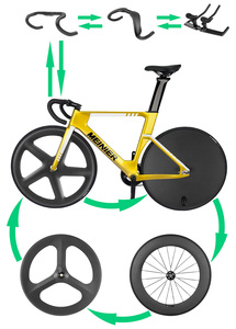 Cadre de vélo de course en carbone 700c à 3 rayons pour piste et triathlon, vélo de route monovitesse MEINIER-TR645 - Product Image 3