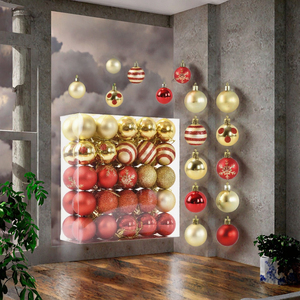 4Cm Giáng Sinh Đám Cưới Bóng Trang Trí UV In 50 Gói Sequined Paintball Hoa Mặt Dây Chuyền Cho Cây Trang Trí Nội Thất Hộp Quà Tặng Bao Gồm - Product Image 3