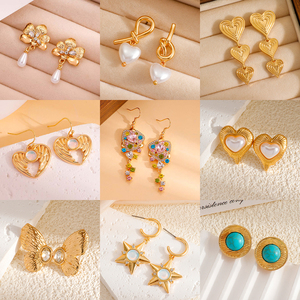 2025 nuovi orecchini alla moda geometrici di fiori di perle turchesi in lega alla moda <span class=keywords><strong>personalizzabili</strong></span> campioni gratuiti di <span class=keywords><strong>gioielli</strong></span> firmati da donna - Product Image 2