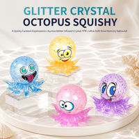 Jouet Squishy Pieuvre Pailletée avec Yeux Amusants, Texture Transparente Multicolore – Cadeau pour Enfants et Adultes – Nouveauté pour Magasins et Vente en Gros