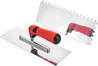 Lot de 3 truelles à béton, truelle crantée carrée en acier inoxydable, truelle de finition plate, kit d'outils manuels pour maçonnerie