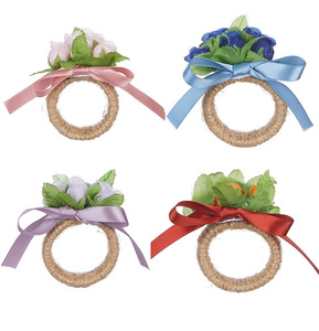 Anneaux de serviette perle Rustique Rose Anneaux de serviette Fleur Porte-serviettes pour la fête des mères, <span class=keywords><strong>mariage</strong></span>, dîners, fêtes Décoration de table - Product Image 4