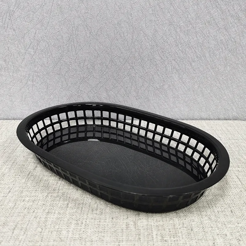 Черный поднос большого размера для ресторана, корзина для сервиса фаст-фуда, поднос для пикника, корзины для картошки фри, бургеров, сэндвичей