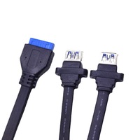Cable de Extensión Doble de 20 Pines para Placa Base USB 3.0 con Conectores para Panel Frontal y Transferencia de Datos