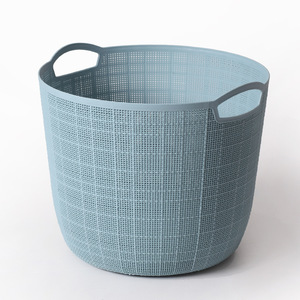 Laundry <b>Basket</b> Round Blue <b>Large</b> Size Lightweight Storage Organizer for Home Bedroom Bathroom Use - Product Image 5