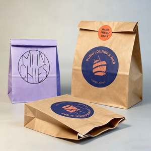 Sac en papier kraft imprimé avec logo personnalisé, résistant à la graisse, recyclable, pour pain, gobelets à café et en-cas - Product Image 4