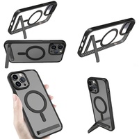 Casing Magnetik Tipis Anti Benturan dengan Penyangga untuk iPhone 11 12 13 14 15 16 Pro Max 17 Air Plus, Penutup Ponsel dengan Holder