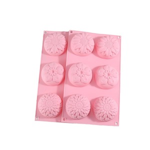 Silicone Baking Mold 6 Cavity Flower Shape Pink For Cake Bread Dessert DIY - Product Image 1