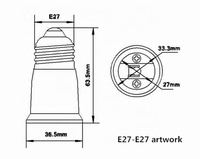 Base de support de lampe E27 à E27 65mm avec convertisseur d'adaptateur de lumière d'ampoule Led