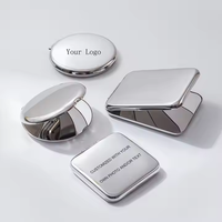 Miroir compact portable en acier inoxydable double face style INS, petit miroir de maquillage réversible, en promotion