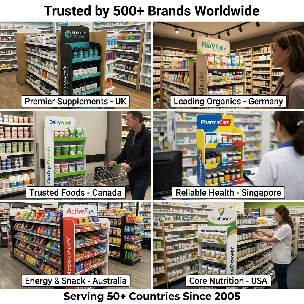 Custom PVC Floor Standing Supermarket Rack 4-Tier Rotating Display Stand for Health Supplements Vitamins Retail Store Easy — view 6