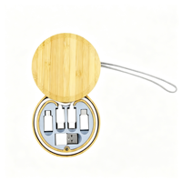 Câble de charge rapide PD 60W 6-en-1, étui de rangement magnétique en bambou écologique, adaptateur de charge multi-ports