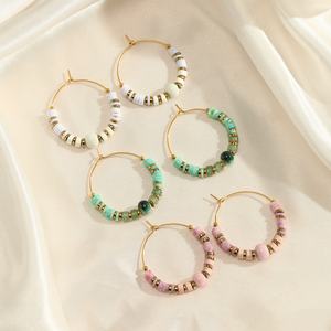 Aretes de Aro de Acero Inoxidable Estilo Bohemio, Chapados en Oro de 18k, Resistentes al Agua, para Mujer, Venta al por Mayor - Product Image 3