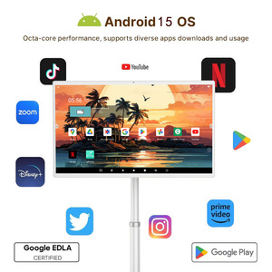 2025 nouveaux téléviseurs portables 32 pouces 4K Lcd écran publicitaire affichage Portable <span class=keywords><strong>Tv</strong></span> roues électronique téléviseurs intelligents avec support - Product Image 2