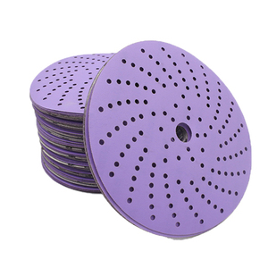 Đĩa nhám đa lỗ 6 inch 150mm màu tím, loại dán móc và vòng, dùng để đánh bóng sơn và gỗ - Product Image 2