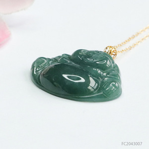 Pendentif masculin <span class=keywords><strong>en</strong></span> <span class=keywords><strong>or</strong></span> 18 carats incrusté de <span class=keywords><strong>jade</strong></span> Ximang Feitsui, sculpture bouddhique Maitreya, diffusion <span class=keywords><strong>en</strong></span> direct d'usine, génération S204307 - Product Image 3